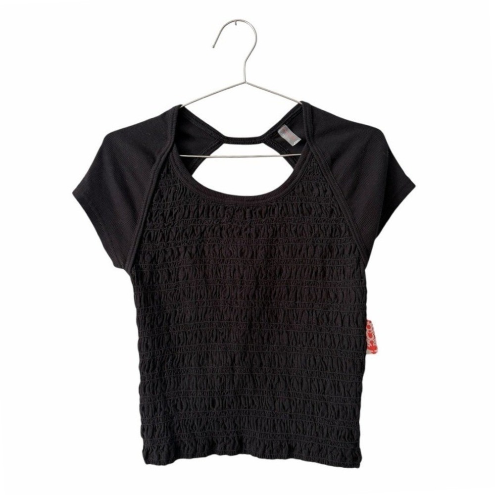 FP Movement Free People Final Mile Tee Women's Medium Black Cut Out Back NWT